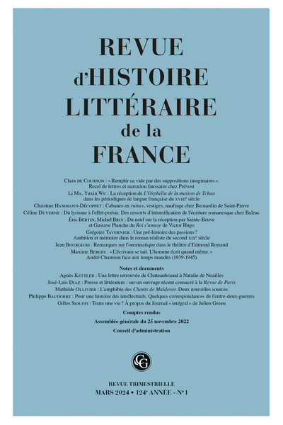 Picture of Revue d'Histoire littéraire de la France
