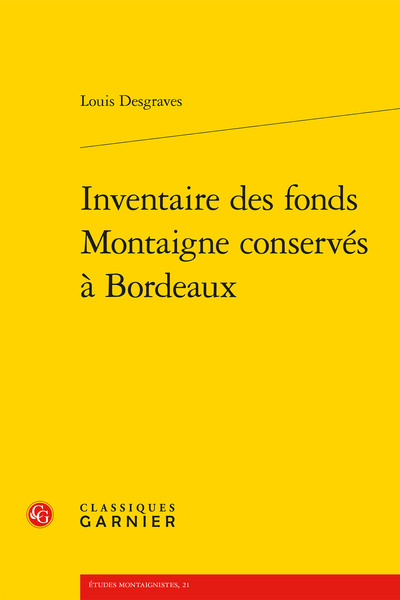Picture of Inventaire des fonds Montaigne conservés à Bordeaux
