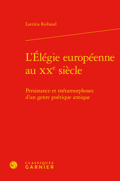 Image de L'Élégie européenne au XXe siècle