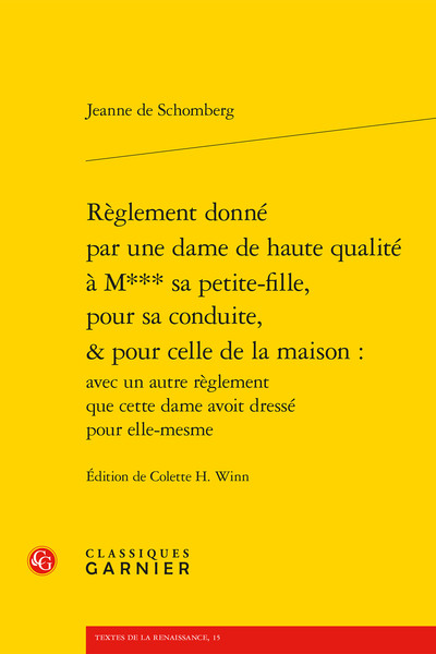 Picture of Règlement donné par une dame de haute qualité à M*** sa petite-fille, pour sa conduite, & pour celle de la maison :