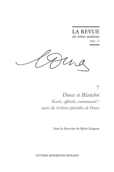 Picture of Duras et Blanchot