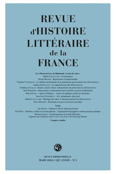 Picture of Revue d'Histoire littéraire de la France