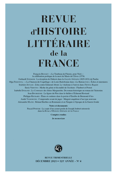 Picture of Revue d'Histoire littéraire de la France