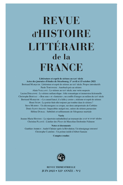 Picture of Revue d'Histoire littéraire de la France