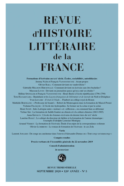 Image de Revue d'Histoire littéraire de la France
