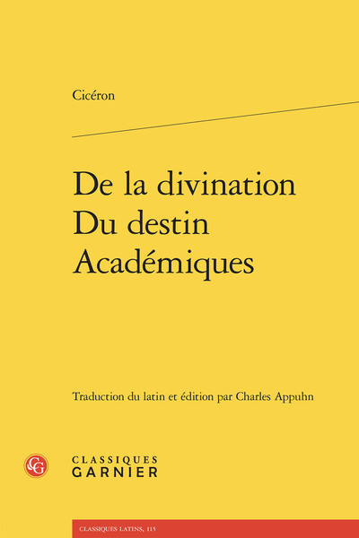 Picture of De la divination - Du destin - Académiques
