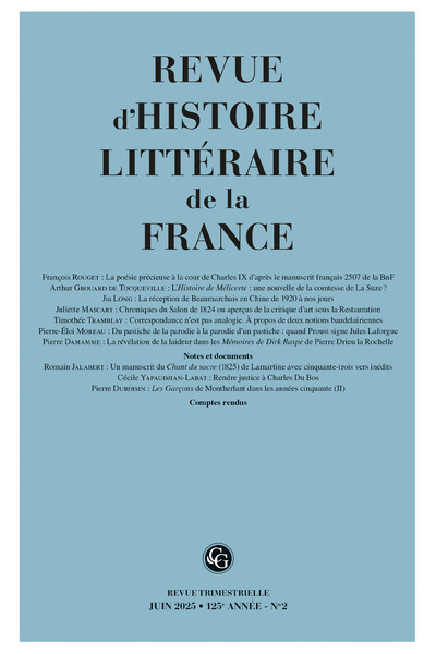 Picture of Revue d'Histoire littéraire de la France