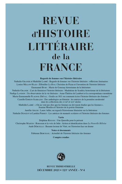Picture of Revue d'Histoire littéraire de la France