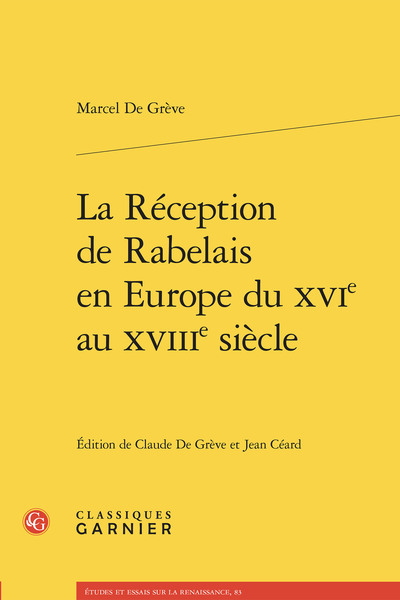 Picture of La Réception de Rabelais en Europe du XVIe au XVIIIe siècle