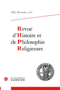 Image de Revue d'Histoire et de Philosophie religieuses
