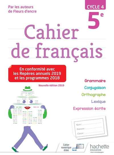Picture of Cahier de français cycle 4 / 5e - éd. 2019