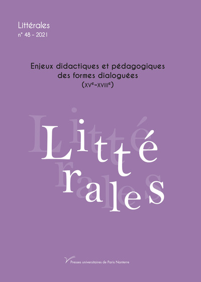 Image de Enjeux didactiques et pédagogiques des formes dialoguées (XVe-XVIIIe) (n° 48)