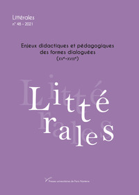 Image de Enjeux didactiques et pédagogiques des formes dialoguées (XVe-XVIIIe) (n° 48)