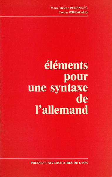 Image de Éléments pour une syntaxe de l'allemand