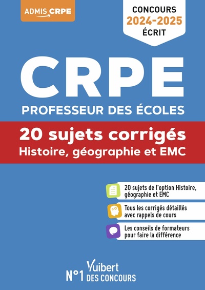 Picture of Histoire Géographie EMC - CRPE 2024-2025 - 20 sujets corrigés - Annales 2023 incluses