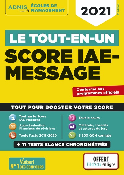 Image de Le tout-en-un Score IAE-MESSAGE - Plus de 3200 QCM - 11 tests blancs - fil d'actu offert