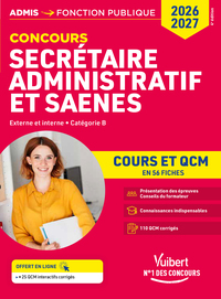 Image de Concours Secrétaire administratif et SAENES en 56 fiches 2026-2027 - Cours et QCM