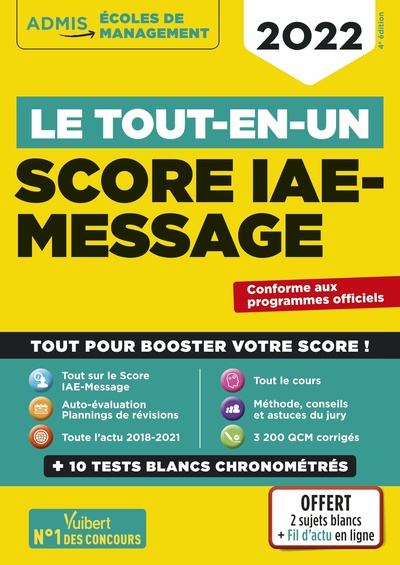 Image de Le tout-en-un Score IAE-MESSAGE - 12 tests blancs - Fil d'actu offert