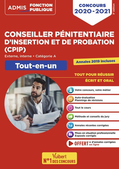 Image de Concours Conseiller pénitentiaire d'insertion et de probation (CPIP) - Catégorie A - Tout-en-un - Annales 2019 incluses