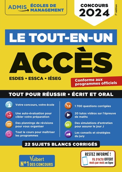Image de Le tout-en-un ACCES - 22 sujets blancs - Ecrits et oraux - Tutos offerts