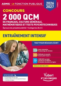 Picture of 2000 QCM de Français, Culture générale, Mathématiques et Tests psychotechniques - Concours 2026-2027