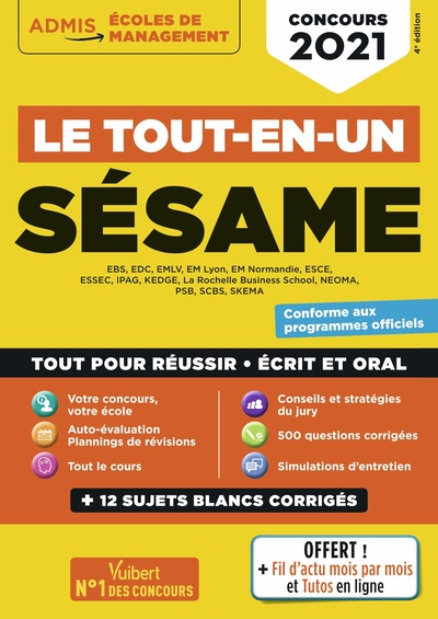 Image de Le Tout-en-un SÉSAME - 12 sujets blancs - Ecrits et oraux - Tutos offerts