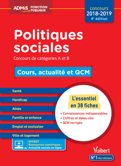 Image de Politiques sociales - Cours, actualité et QCM - Concours de catégories A et B - L'essentiel en 38 fiches