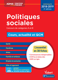 Image de Politiques sociales - Cours, actualité et QCM - Concours de catégories A et B - L'essentiel en 38 fiches