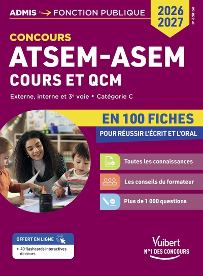 Picture of Concours ATSEM - ASEM en 100 fiches 2026-2027 - Cours et QCM