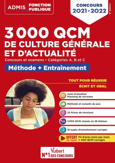 Image de 3000 QCM de culture générale et d'actualité - Méthode et entraînement -Catégories A, B et C