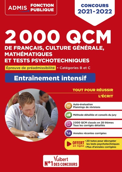 Image de 2000 QCM de Français, Culture générale, Mathématiques et Tests psychotechniques