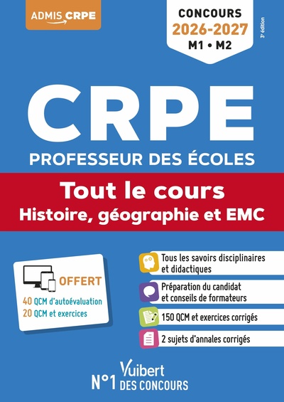 Image de CRPE 2026-2027 - Histoire, géographie et EMC - Tout-en-un (M1 et M2)