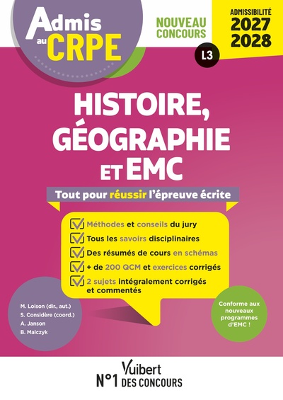 Picture of Admis au CRPE 2027-2028 - Histoire Géographie EMC : Epreuve écrite d’admissibilité L3