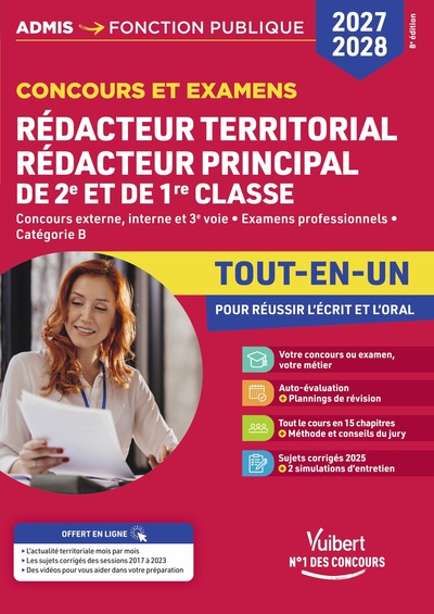 Image de Concours et examens Rédacteur territorial et Rédacteur principal de 2e et 1e classe 2027-2028 - Tout-en-un