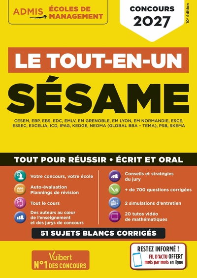 Picture of Le tout-en-un SÉSAME - 51 sujets blancs - Écrits et oraux - Tutos offerts