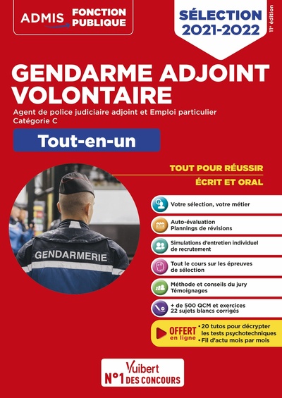 Image de Gendarme adjoint volontaire - GAV APJA et GAV EP - Catégorie C - Tout-en-un - 20 tutos offerts