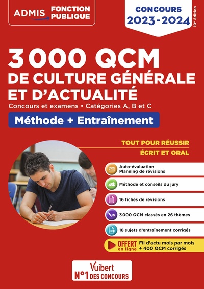 Image de 3000 QCM de culture générale et d'actualité - Méthode et entraînement - Catégories A, B et C