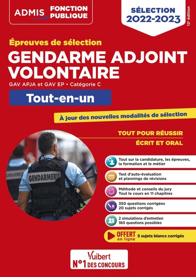 Image de Epreuves de sélection Gendarme adjoint volontaire 2022-2023 - Catégorie C - Tout-en-un