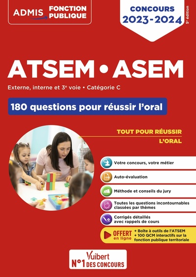 Image de Concours ATSEM et ASEM - Catégorie C - 180 questions pour réussir l'oral