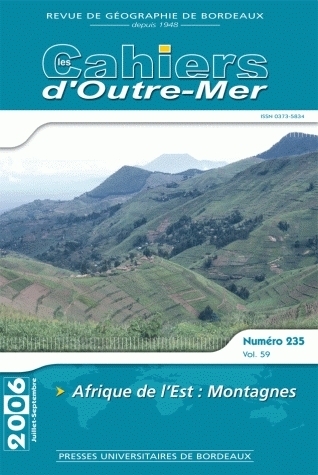Picture of LES CAHIERS D'OUTRE-MER, N  235/TOME LIX. JUILLET-SEPTEMBRE 2006. AFR IQUE DE L'EST : MONTAGNES