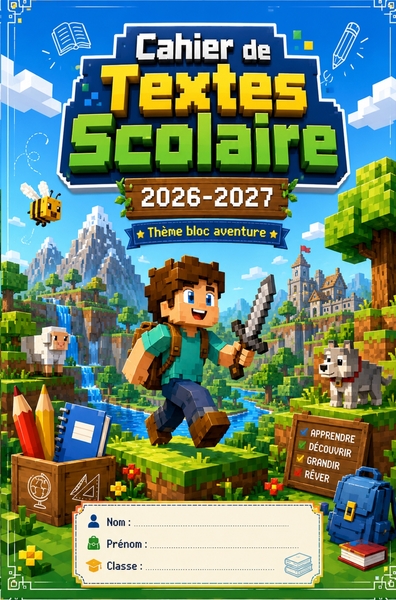 Picture of Cahier de Texte Minecraft 2026 2027 - École Primaire