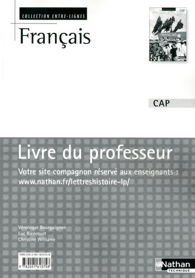Picture of Français CAP Entre-lignes Livre du professeur