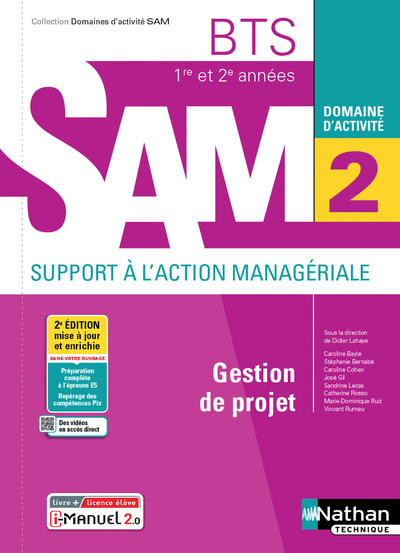 Picture of Gestion de projet - BTS SAM 1ère et 2ème années (DOM ACT SAM) Livre + licence élève - 2021