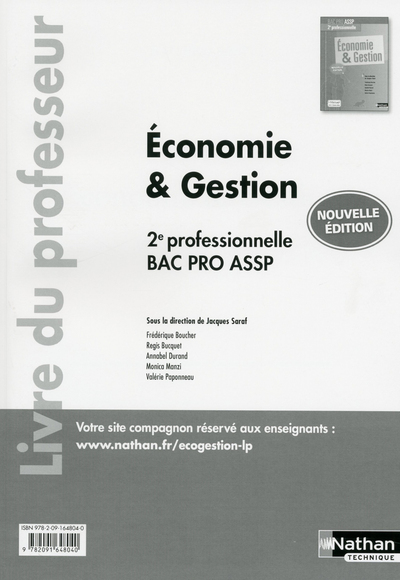 Picture of Economie & Gestion - 2ème professionnelle - Bac Pro ASSP - Professeur - 2017