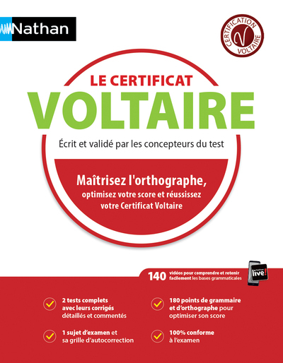 Picture of Le certificat Voltaire 2018 - Maitrisez l'orthographe, optimisez votre score et réussissez votre cer