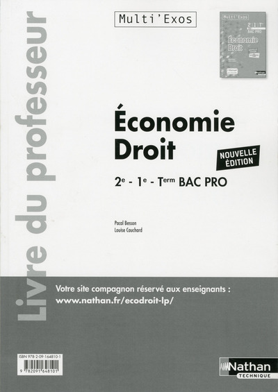 Picture of Economie Droit - 2ème/1ère/Term Bac pro (Multi'exos) Professeur - 2017