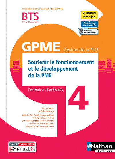 Picture of Soutenir fonct. dévelop. de la PME BTS Gestion PME 1e/2e années (DOM ACT GPME) Livre + licence élève