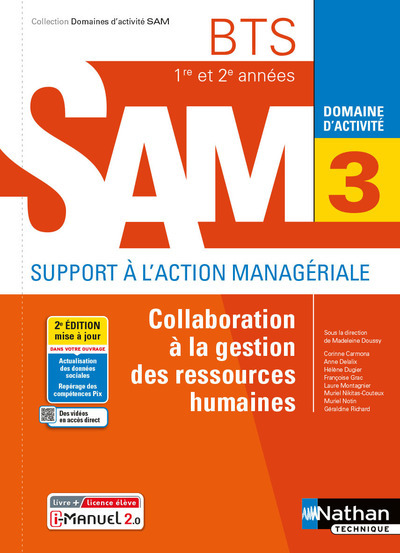 Picture of Collaboration à la gestion des RH - BTS SAM 1e/2e années (DOM ACT SAM) Livre + licence élève 2021