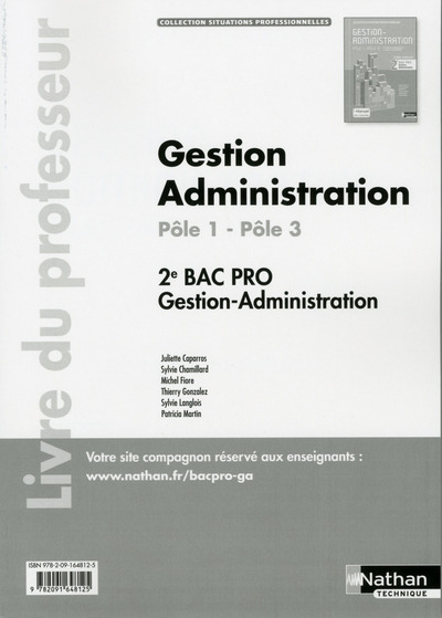 Picture of Gestion Administration - Pôle 1/Pôle 3 - 2e BAC PRO (Situations Professionnelles) 2017 - Professeur