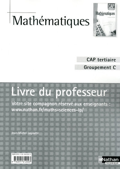 Picture of Mathématiques - CAP Tertiaire - Groupement C Livre du professeur Livre du professeur